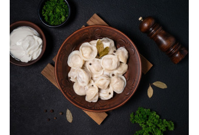 Veal pelmeni (meat dumplings)