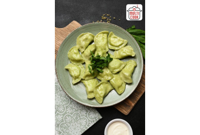 Spinach and brined cheese pierogy (varenyky)